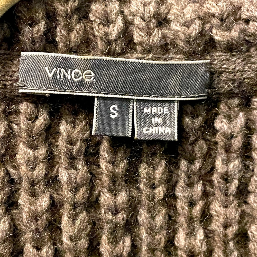Vince cable knit cotton long sweater with pockets